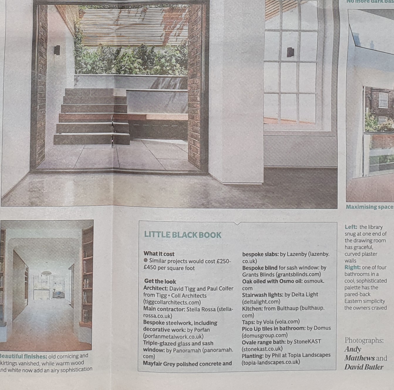 Close up of Evening Standard mention of Porfan Metalwork